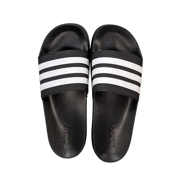 NWOT Adidas Adilette Shower Slip On Sandals Slides Core Black White Mens 11 - Picture 3 of 9